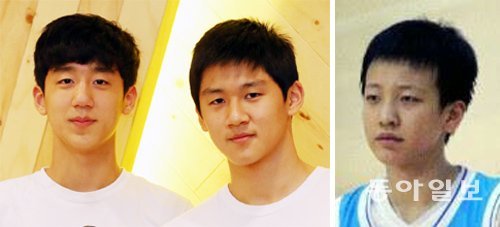 양원준 WKBL 사무국장의 두 아들 양재혁(가운데) 재민 형제. 캥거루 슈터 조성원의 아들 조종민(오른쪽).