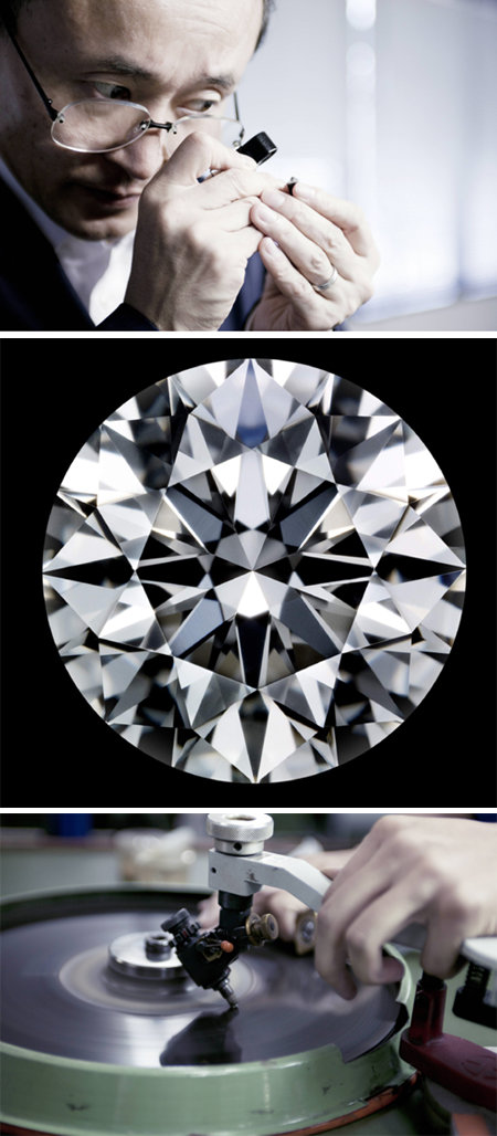 타사키는 세계적인 기술을 지닌 장인이 다이아몬드 원석을 정확하게 커팅하는 걸로 유명하다.