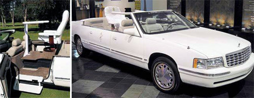 제너럴모터스(GM) 캐딜락이 1999년 요한 바오로 2세의 멕시코 방문을 앞두고 제작한 ‘드빌’ 개조차. 그러나 지붕이 뚫려 있어 안전하지 않다는 이유로 실제로 교황이 타지는 않았다. GM코리아 제공