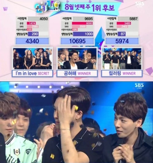 위너 1위 사진= SBS 음악프로그램 ‘인기가요’ 화면 촬영