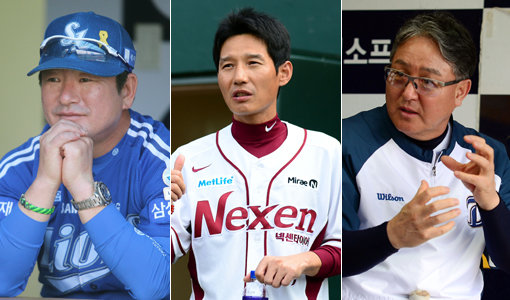 삼성 류중일 감독-넥센 염경엽 감독-NC 김경문 감독(왼쪽부터). 사진｜스포츠동아DB·스포츠코리아