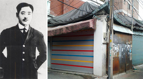 1923년 작고한 김상옥 의사의 생전 모습(왼쪽 사진)과 서울 종로구 효제동 72번지에 위치한 김 의사의 격전지. 최근 이 단층 기와집이 허물어질 위기에 놓여 김상옥기념사업회가 고민에 빠졌다. 김상옥기념사업회 제공