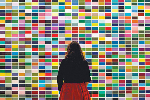 프랑스 파리 퐁피두센터에 걸린 독일 화가 게르하르트 리히터의 작품 ‘1024가지 색채’. 이 작품 속 수많은 색깔처럼 인간은 1000만 개 이상의 색을 인지하면서 뇌를 진화시켜 왔다. 시그마북스 제공