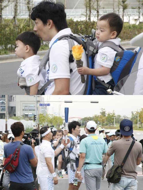 송일국 삼둥이 성화 봉송,출쳐= 인천시