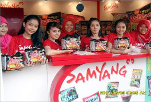 인도네시아 자카르타에서 열린 불닭볶음면 홍보 장면.