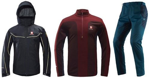(왼쪽부터)B1XM1 재킷, B3XM5 티셔츠, 레가토팬츠