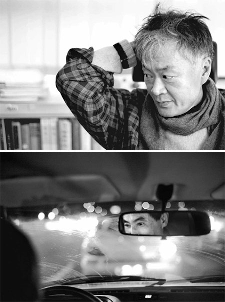 은행나무 출판사 백다흠 편집자가 촬영한 소설가 김훈 씨(위)와 시인 이성복 씨의 프로필 사진. 그는 “오래 고민하거나 계산하지 않고 빨리 찍었다. 찰나의 순간에 작가의 자연스러운 모습이 담겨 있다”고 말했다.
백다흠 씨 제공