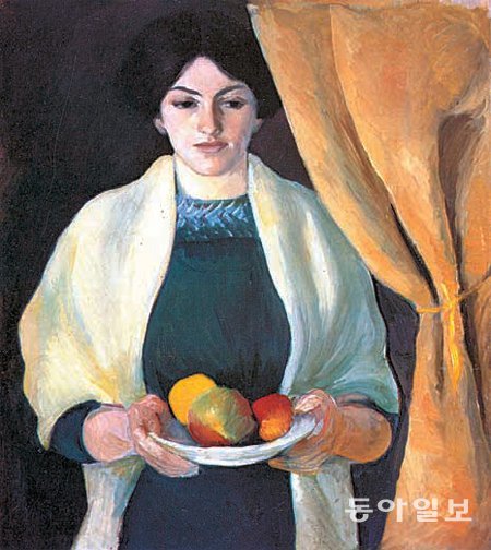 마케, 사과를 들고 있는 초상(화가 아내의 초상), 1909년