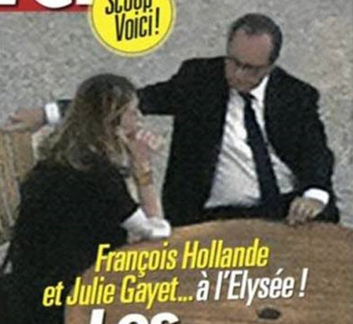 21일 발매된 프랑스 주간지 ‘부아시’ 표지에 실린 프랑수아 올랑드 대통령(오른쪽)과 연인 쥘리 가예의 사진. 사진 출처 프랑스 ‘부아시’ 표지