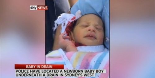 배수관에 버려진 호주 아기. 사진출처=SKY뉴스 방송 화면 캡처