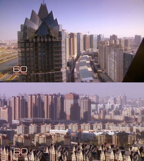미국 CBS ‘60분’ 중국 부동산 버블편 화면 캡처. 중국 후난성의 한 텅빈 신도시.