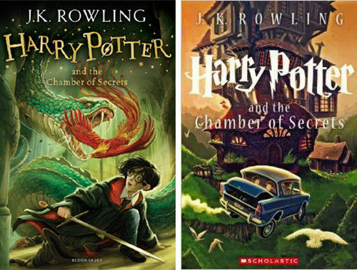 영국의 ‘해리포터’ 15주년 개정판 표지(왼쪽)는 밝고 귀여운 만화풍이고 미국 개정판(오른쪽)은 다소 어두운 판타지소설풍이다. 15일경에 출간되는 국내 해리포터 15주년 개정판에는 어린이 독자에게 초점을 맞춘 영국 표지를 사용한다. 문학수첩 제공