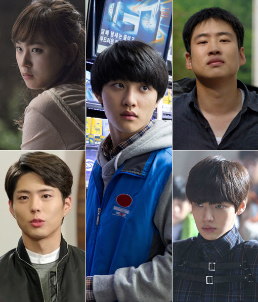 ‘오늘보다 내일이 더!’ 2015년이 더욱 기대되는 다섯 얼굴이다. 류혜영·도경수·안재홍(위 왼쪽부터)은 스크린에서 두각을 나타내며 영화계 신성으로 떠올랐다. 박보검과 안재현(아래 왼쪽부터)은 훤칠한 키와 외모는 덤, 탄탄한 연기력으로 안방극장에서 초석을 다지고 있다. 사진제공 ｜ 반짝반짝영화사·명필름·광화문시네마·노마드필름·사진출처 ｜ KBS 2TV 방송화면 캡처