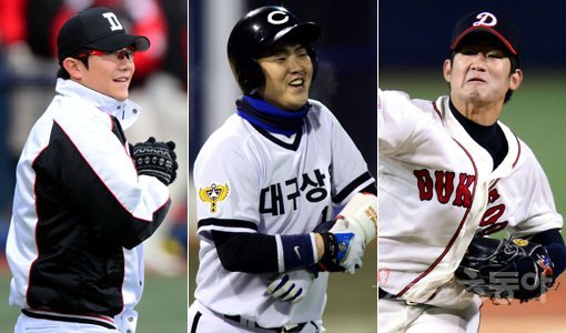 양현종-안지만-최재훈(왼쪽부터). 스포츠동아DB