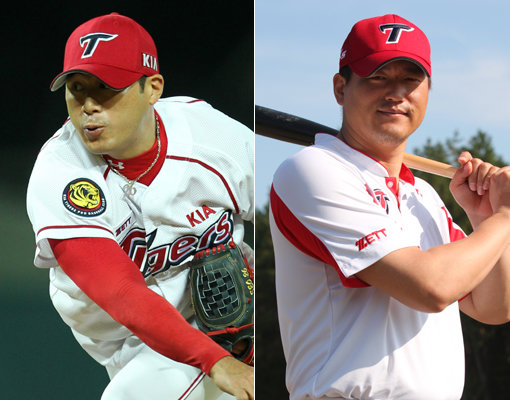 서재응-최희섭(오른쪽). 사진제공｜스포츠코리아·KIA타이거즈