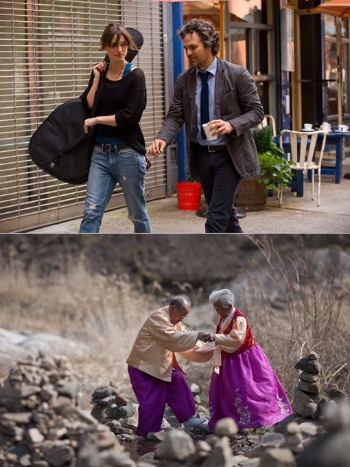 영화 ‘비긴 어게인’의 한 장면·다큐멘터리 영화 ‘님아 그 강을 건너지 마오’의 한 장면(아래). 사진제공｜판씨네마·CGV아트하우스