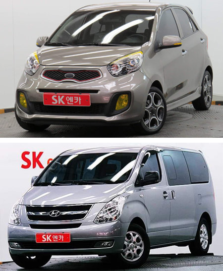 기아차 ‘올 뉴 모닝’(위쪽 사진)과 현대차 ‘그랜드 스타렉스’