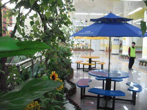 쾌적한 대전도시철도 실내. 쾌적한 대전도시철도 역사 마치 카페처럼 꾸며져 있다.