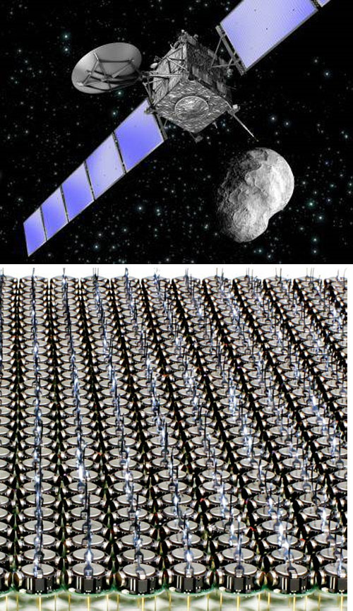 탐사로봇 ‘필레’를 혜성에 착륙시킨 탐사선 ‘로제타’(위쪽 사진)와 작은 로봇끼리 협력해 공동 임무를 수행하는 ‘군집로봇’ (아래 사진)등이 학술지 ‘사이언스’가 선정한 올해의 10대 연구 성과에 뽑혔다. 사이언스 제공
