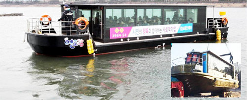 포항크루즈가 새로운 모습을 준비하고 있다. 포스코 등 주요 코스를 운항하는 연오랑과 건조 마무리 단계인 세오녀(작은 사진)는 설화 관광 코스를 마련할 예정이다. 포항크루즈 제공