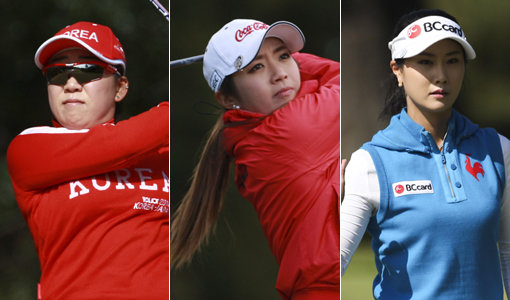 신지애-이보미-김하늘(왼쪽부터). 사진제공｜KLPGA