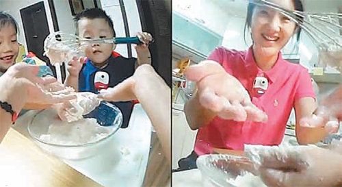 유한킴벌리의 ‘모멘트캠’으로 아기와 엄마가 동시에 서로의 모습을 찍은 장면. 유한킴벌리 제공