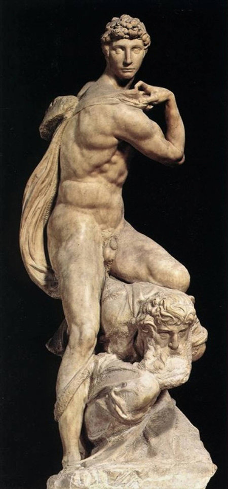 미켈란젤로, 승리, 1519∼34년, 대리석, 높이 261cm, 피렌체 베키오 궁.