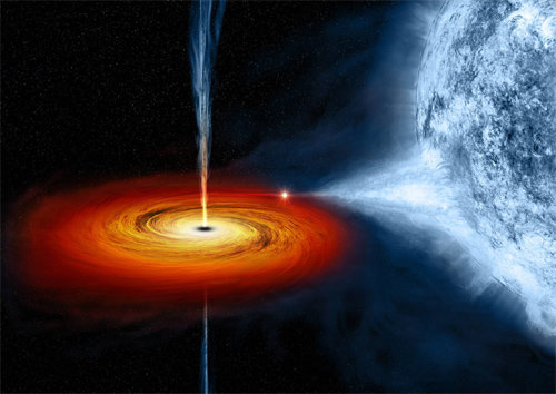 블랙홀은 일반상대성이론이 낳은 가장 위대한 개념 중 하나다. 블랙홀에 등장하는 검은 구멍은 실제 관측 결과가 아니라 과학자들이 일반상대성이론을 풀어서 나온 값을 바탕으로 상상한 그림이다. 미국항공우주국(NASA) 제공