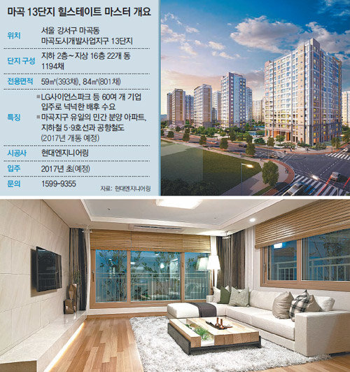 서울 강서구 ‘마곡 13단지 힐스테이트 마스터’ 84m² B형 거실.