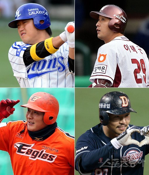 박석민-이택근-오재원-김태균(왼쪽 위부터 시계방향). 스포츠동아DB