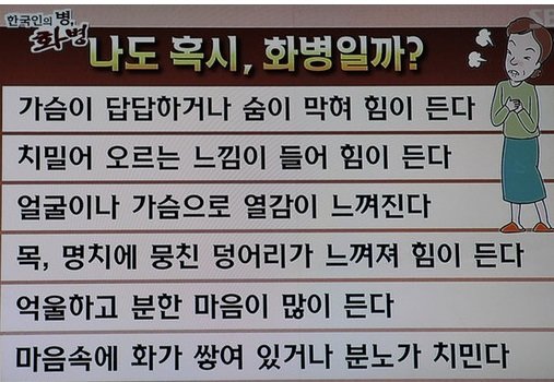 한국인 화병 급증 (출처= SBS 방송 캡처)