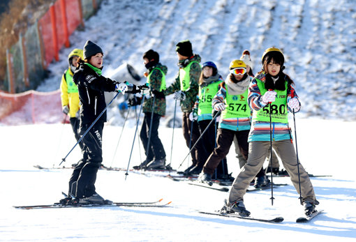 동계스포츠 활성화를 목적으로 제1회 동계생활체육대축전이 13일까지 강원도 일원에서 열리고 있다. 스키 및 스노보드 초·중급자를 위한 강습회는 2박3일 캠프단위로 진행된다. 사진제공｜국민생활체육회