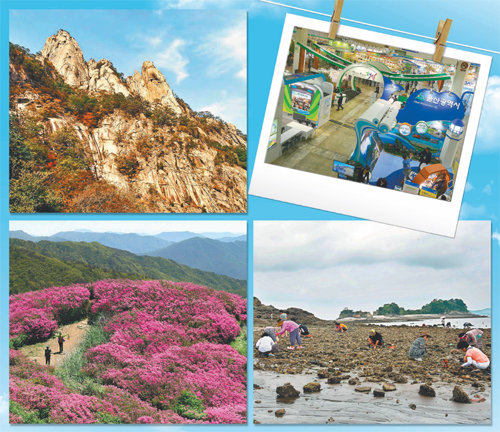 여행을 좋아하는 사람은 많다. 그러나 정작 우리나라 곳곳의 아름다움을 제대로 알고 있는 경우는 드물다. 내일부터 열리는 ‘2015 내나라 여행 박람회’는 지난해 대상을 수상한 강원도(가을 설악산·왼쪽 사진)를 비롯해 지리산권관광개발조합(지리산 봄풍경·아래 사진 왼쪽) 등이 참가하고, 섬과 바다 여행(경기도 풍도)을 다시 살리기 위한 홍보관도 운영한다.