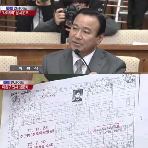 이완구 인사청문회. 사진=채널A 캡처