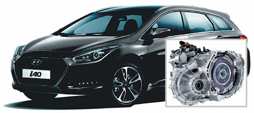 7단 더블클러치 변속기(오른쪽 사진)를 장착한 현대자동차의 ‘i40’. 연료소비효율이 기존보다 6% 향상돼 L당 16.0km(16인치 휠 왜건 기준)다. 현대자동차 제공