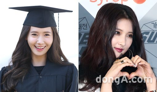 그룹 ‘소녀시대’의 윤아-‘포미닛’의 남지현(오른쪽). 동아닷컴DB