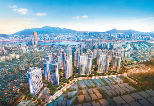 서울 동작구 상도동에 3.3m²당 1300만 원대 지역주택조합 아파트로 공급되는 ‘동작 센트럴 서희스타힐스’.