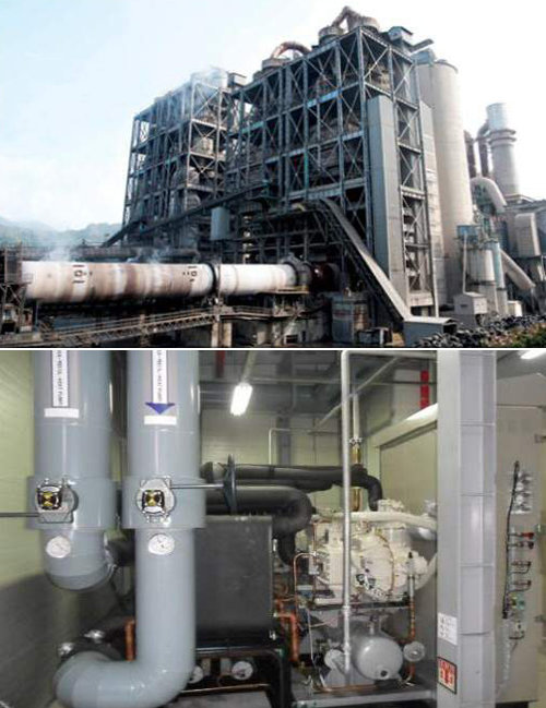 ESCO사업 폐열발전 시스템(위 쪽). 히트펌프 시스템.