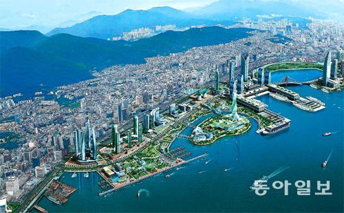 부산항 개항 이래 최대 프로젝트인 북항 재개발사업 완공 조감도. 동아일보DB