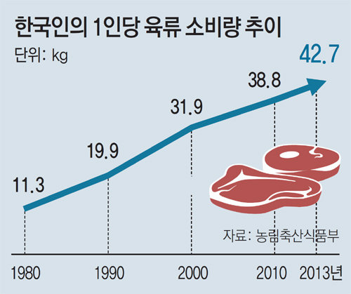 한국인 육류 소비량은 얼마?