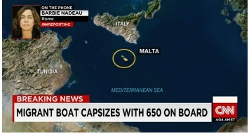 리비아 해안서 난민선 전복. 사진 = CNN 방송화면 캡처