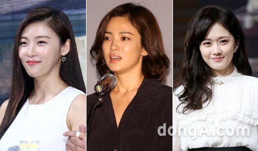 배우 하지원-송혜교-장나라(맨 왼쪽부터). 동아닷컴DB