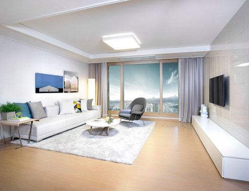 정형화된 공간구성을 벗어나 이용자의 취향에 맞춘 ‘특화평면’ 아파트들이 인기를 얻고 있다. 동일면적의 다른 아파트에 비해 광폭 거실을 채용해 개방감이 뛰어난 ‘군산 미장2차 아이파크 아파트’. 사진제공｜현대산업개발