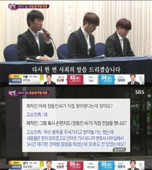 사진= SBS ´한밤의 TV연예´ 방송 장면 캡처, ‘한밤’ 장동민