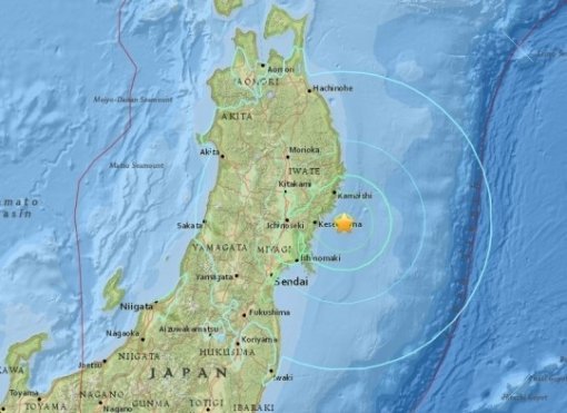 ‘일본 대규모 지진’(사진=USGS 홈페이지 갈무리)