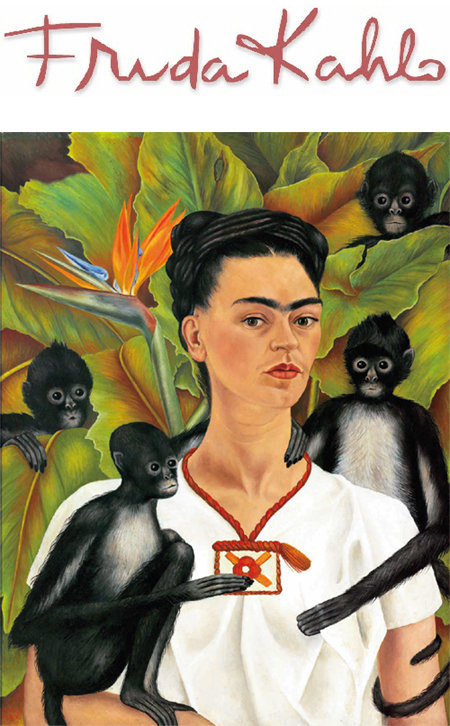 원숭이가 있는 자화상 
1943년 작, 캔버스에 유채, 81.5×63cm 남편과의 고통스러운 파경 때 그린 작품으로, 단호한 시선이 눈에 띈다. 애완동물로 키우던 원숭이가 그녀를 감싸고 있고, 배경인 화려한 식물에서 자연의 힘이 느껴진다.
