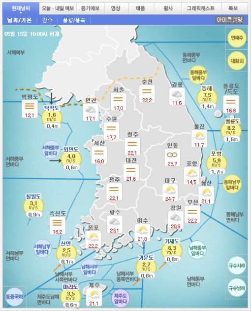 전국 구름. 사진=기상청