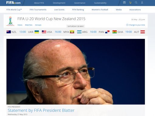FIFA 고위간부 체포. 사진=FIFA 공식 홈페이지 캡쳐