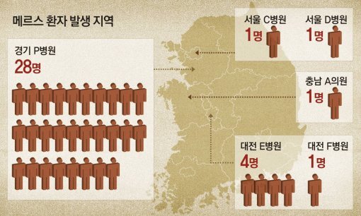 메르스 지도. 사진 =동아일보DB
