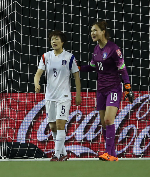 여자축구대표 김정미(오른쪽). 사진제공｜대한축구협회